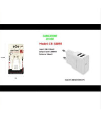 Caricatore 2x Usb Presa Ricarica Per Smartphone Cellulare Tablet 5v-2.1a S009a         