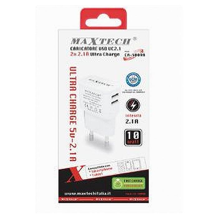 Caricatore 2x Usb Presa Ricarica Per Smartphone Cellulare Tablet 5v-2.1a S009a         