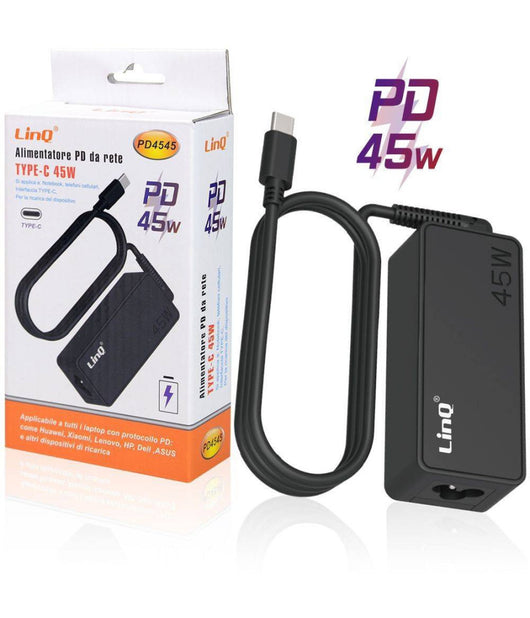 Caricatore Di Alimentazione Pd Da Rete 45w Type-c Per Notebook Smartphone Pd4545         