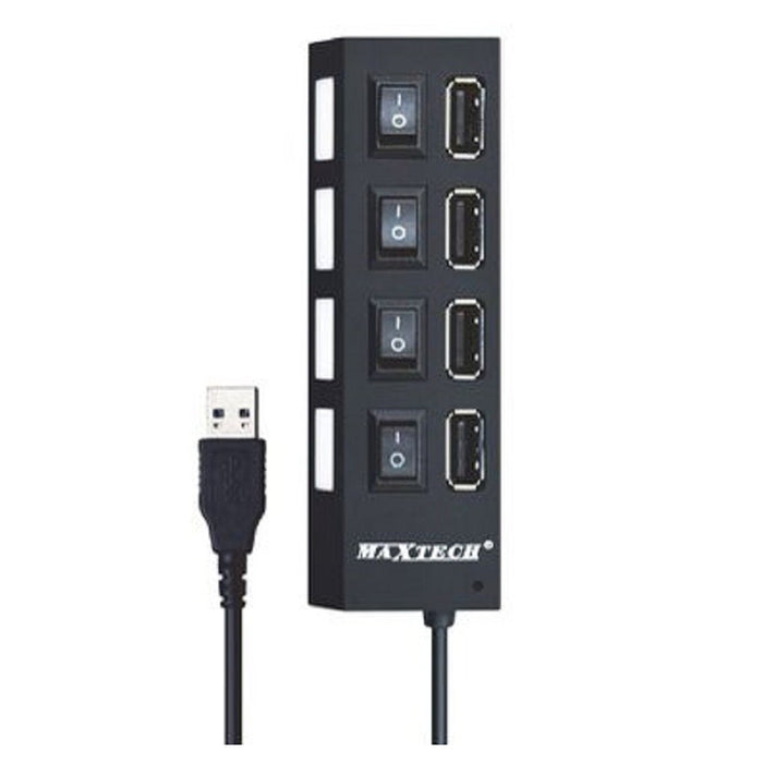 Caricatore Multipresa Hub 4 Porte Usb 2.0 Singola Windows Macos Maxtech Hub-04         