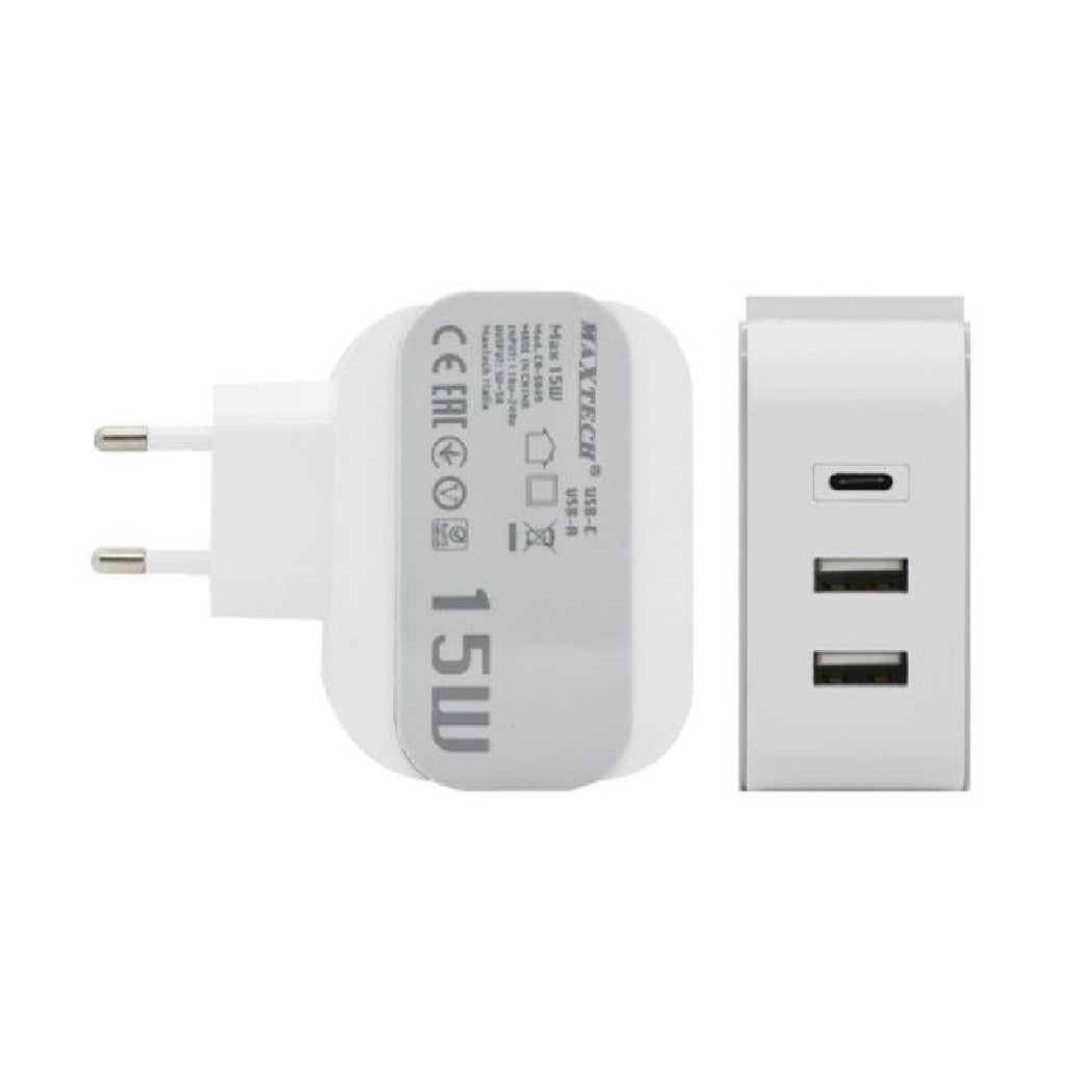Caricatore Parete Casa Doppia Porta Usb 1x Usb-c Type-c Ricarica 15w 3a Ca-s049         