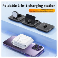 Trade Shop - Caricatore Pieghevole 3in1 Stazione Ricarica Portatile Per Apple Watch Iphone Wireless -