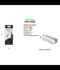 Caricatore Presa Spina Usb Per Iphone Smartphone 5v-1500ma Portatile Maxtech Ca-s018         