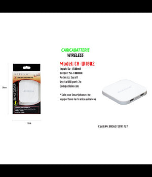 Caricatore Wifi Ricarica Wireless Smartphone Portatile 5v-1500ma Maxtech Ca-wi002         