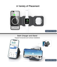 Caricatore Wireless 3in1 Universale Caricabatterie Magnetico Pieghevole Da 15 W         