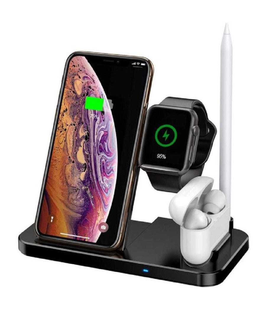 Caricatore Wireless Caricabatterie Supporto Di Ricarica Docking 4 In 1 Q-cd60         