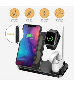 Caricatore Wireless Caricabatterie Supporto Di Ricarica Docking 4 In 1 Q-cd60         