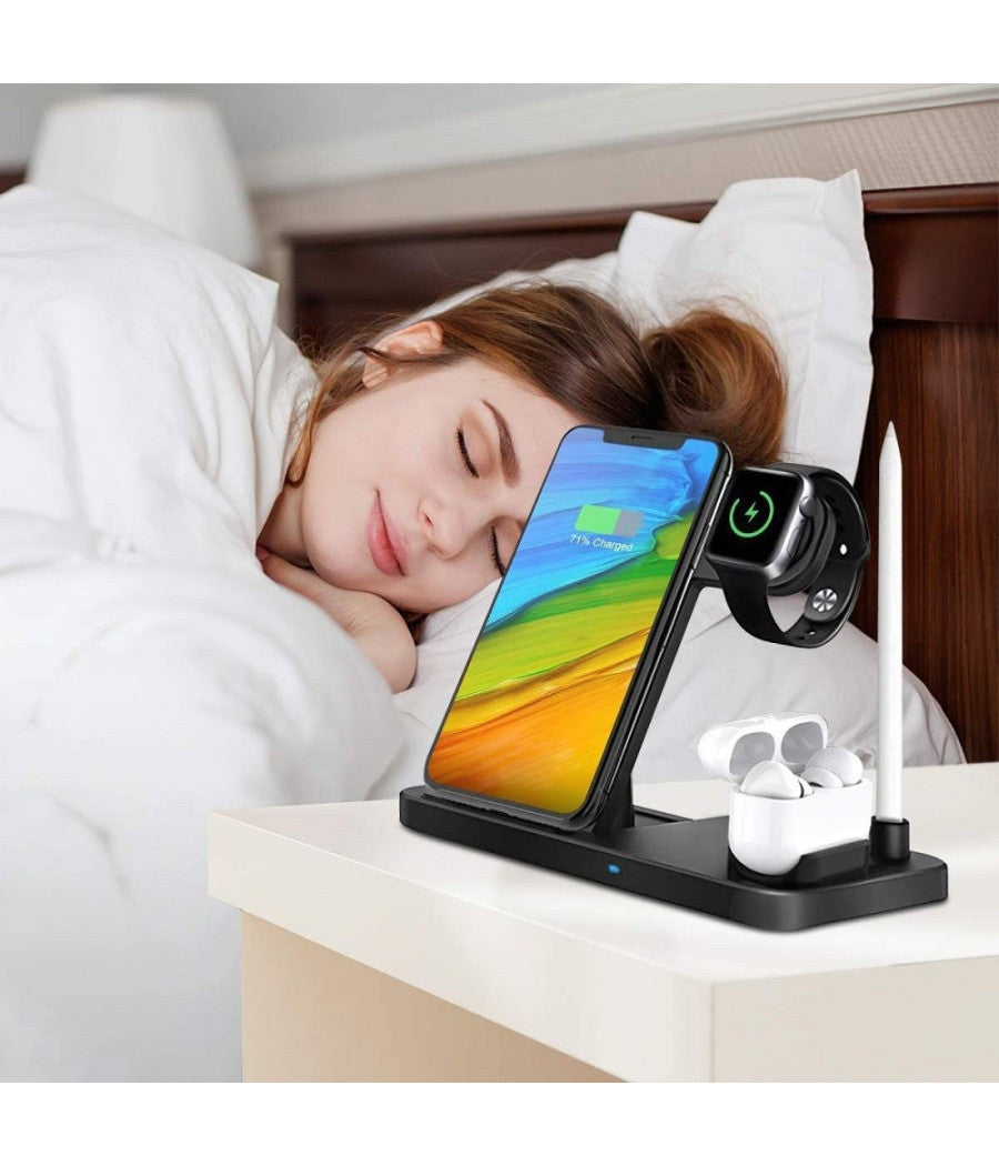 Caricatore Wireless Caricabatterie Supporto Di Ricarica Docking 4 In 1 Q-cd60         