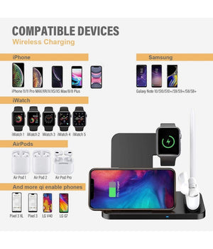 Caricatore Wireless Caricabatterie Supporto Di Ricarica Docking 4 In 1 Q-cd60         