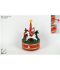 Carillon Natalizio Giostra Di Natale In Legno Decorazioni Natalizie 14 X 21 Cm         