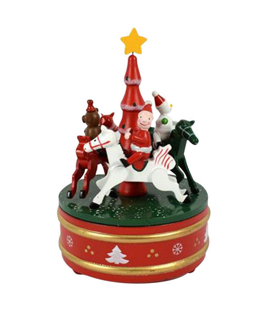 Carillon Natalizio Giostra Di Natale In Legno Decorazioni Natalizie 14 X 21 Cm         