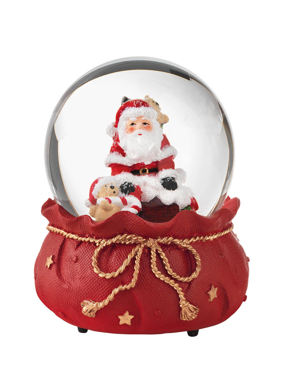 CARILLON PALLA DI NEVE BABBO NATALE C/ BASE ROSSA  POLIRESINA
