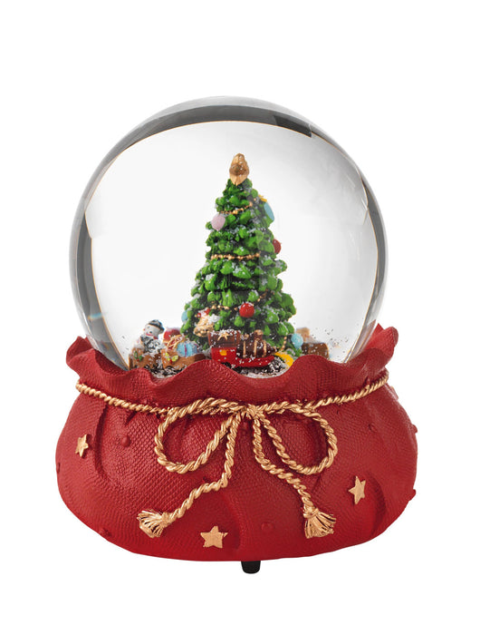 CARILLON PALLA DI NEVE ALBERO C/BASE ROSSA IN POLIRESIA