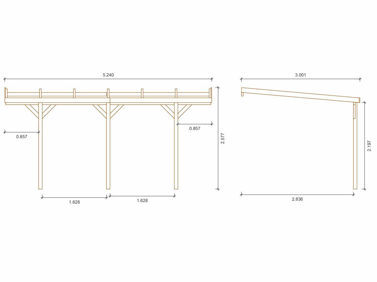 Pensilina in legno Solar 2" - 300 x 454 x 245 cm