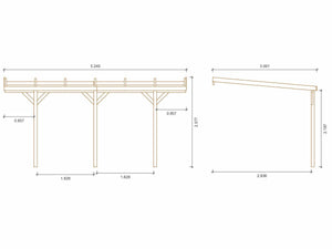 Pensilina in legno Solar 2" - 300 x 454 x 245 cm