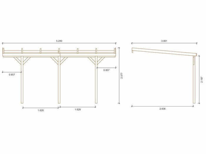 Pensilina in legno Solar 2" - 300 x 454 x 245 cm