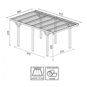 Carport singolo 315x372 - Abete grezzo