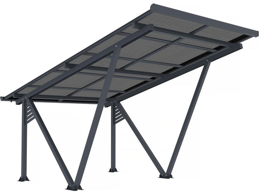 Ombrellone per posto auto coperto solare con pannelli fotovoltaici - 366 x 575 x 366 cm - Grigio - 4,1 kW