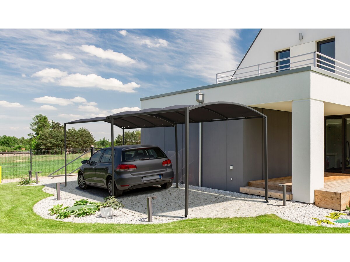 Tettoia in metallo estensibile "Mathis" - 303/566 x 295 x 240 cm - Antracite