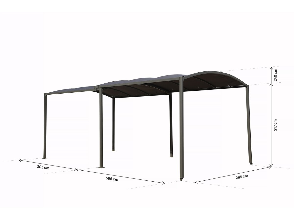 Tettoia in metallo estensibile "Mathis" - 303/566 x 295 x 240 cm - Antracite