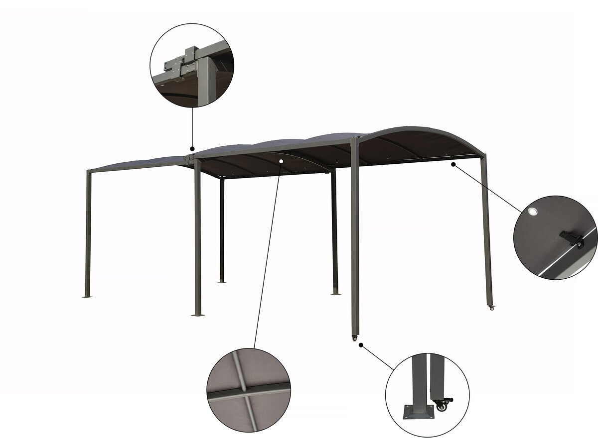 Tettoia in metallo estensibile "Mathis" - 303/566 x 295 x 240 cm - Antracite