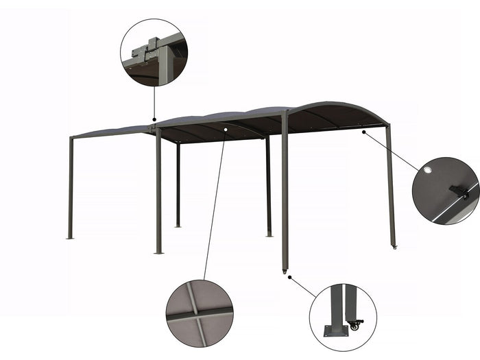 Tettoia in metallo estensibile "Mathis" - 303/566 x 295 x 240 cm - Antracite