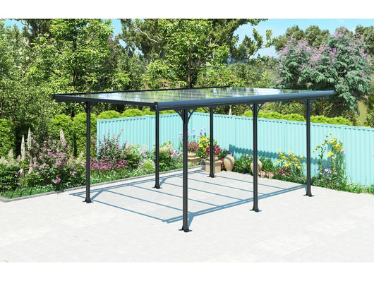 Carport tettoia per auto "Denver" - 5,02 x 3,13 x 2,05 m - Trasparente / Nero