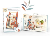 Carrellino Primi Passi Legno Carrello Multiattività, Primi Passi in Legno Giocattolo Educativo 9 attività Ruote Silenzio