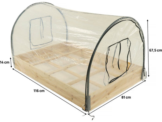 Orto in cassetta quadrata in legno da 116 x 81 x 67,5 cm "Muscari" - dotato di telone-serra con telaio