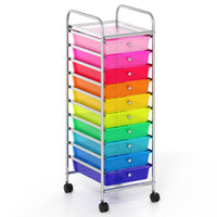 Carrello da stoccaggio con 10 cassetti con ruote universali bloccabili, Organizer per articoli da arte e mestieri per casa-Armadi da ufficio