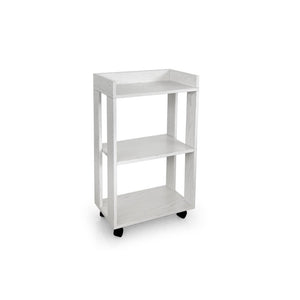 Carrello 3 Ripiani Con 4 Ruote In Colore Bianco Legno