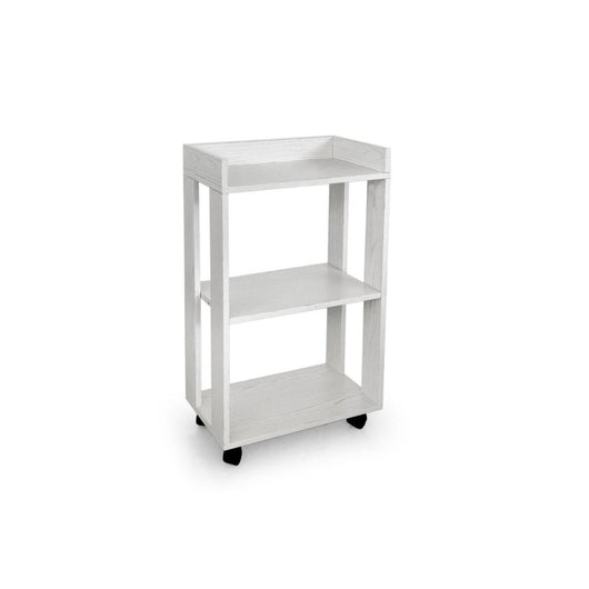 Carrello 3 Ripiani Con 4 Ruote In Colore Bianco Legno