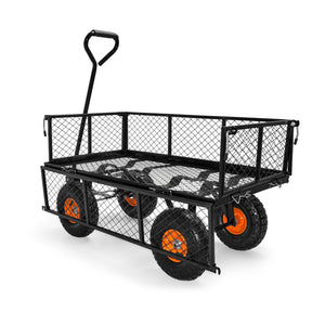 Carrello rimorchio a spinta carrello porta attrezzi da giardino in ferro con telone interno - capacita' max 350kg