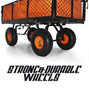 Carrello rimorchio spinta porta attrezzi giardino in ferro con telone max carico 550kg con griglia ulteriore