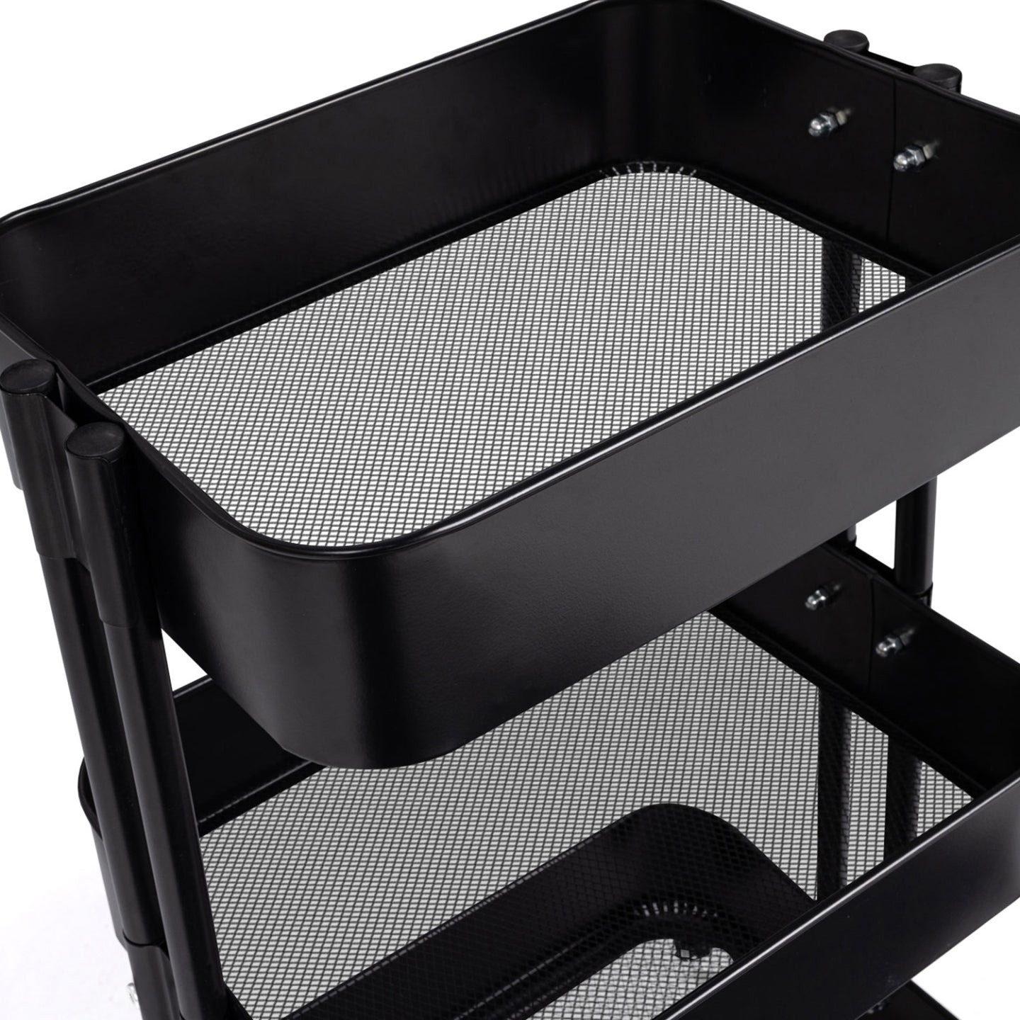 IDMarket - Carrello a 3 livelli con ripiano portaoggetti su rotelle, acciaio nero