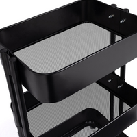 IDMarket - Carrello a 3 livelli con ripiano portaoggetti su rotelle, acciaio nero