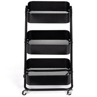 IDMarket - Carrello a 3 livelli con ripiano portaoggetti su rotelle, acciaio nero