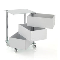 Carrello bagno trasportabile in acciaio cromato con 3 cassetti girevoli