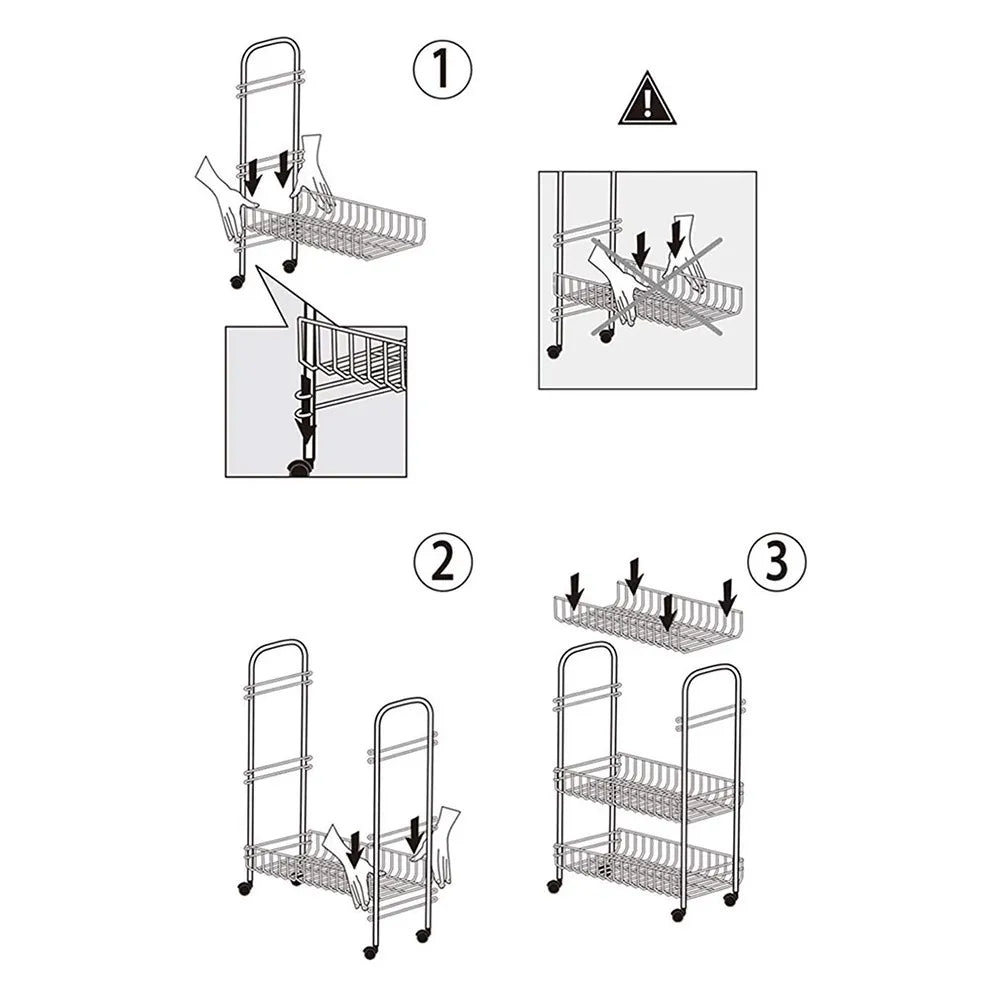 Carrello con ruote e 3 ripiani in acciaio con Polytherm argento Lugano