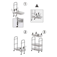 Carrello con ruote e 3 ripiani in acciaio con Polytherm argento Lugano