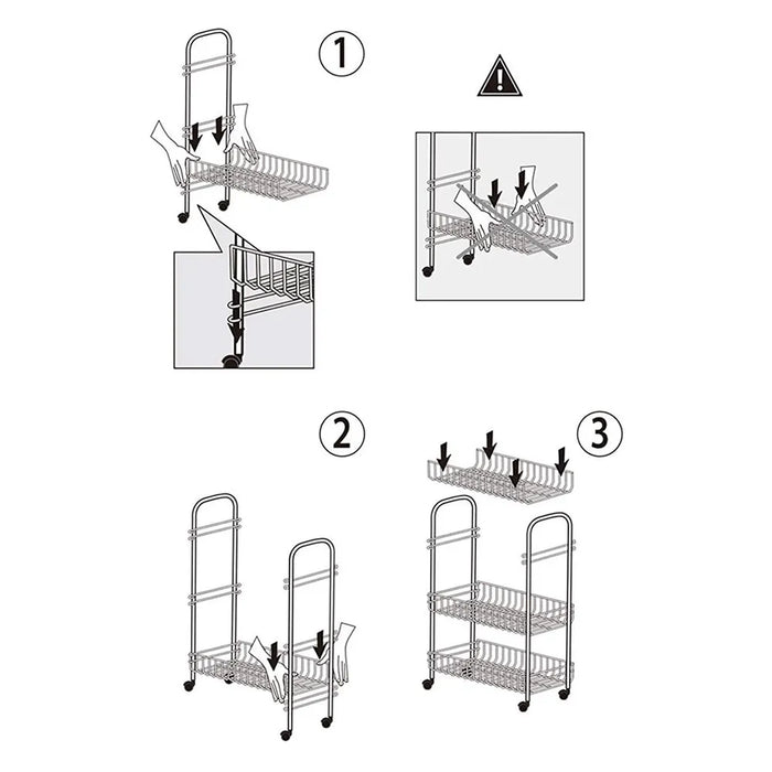 Carrello con ruote e 3 ripiani in acciaio con Polytherm argento Lugano