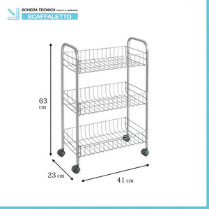 Carrello con ruote e 3 ripiani in acciaio con Polytherm rame Lugano