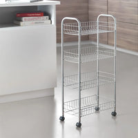 Carrello con ruote e 4 ripiani in acciaio con Polytherm argento Ascona