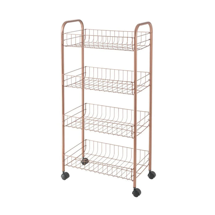 Carrello con ruote e 4 ripiani in acciaio con Polytherm rame Ascona