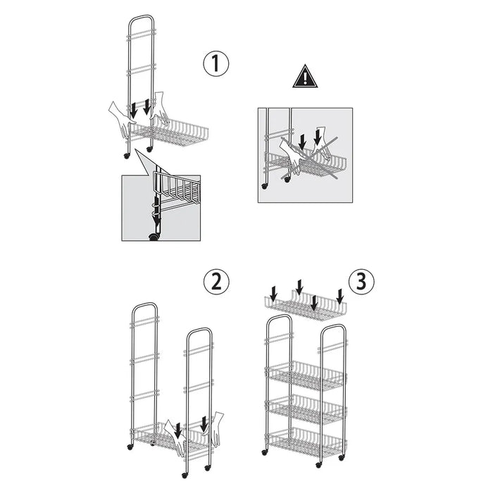 Carrello con ruote e 4 ripiani in acciaio con Polytherm rame Ascona