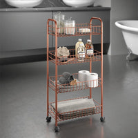 Carrello con ruote e 4 ripiani in acciaio con Polytherm rame Ascona