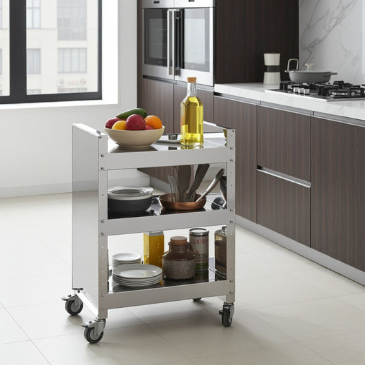 Carrello con ruote portatutto in acciaio inox, 3 ripiani regolabili, TEO