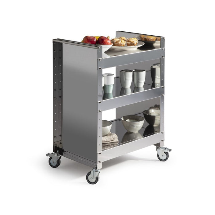 Carrello con ruote portatutto in acciaio inox, 3 ripiani regolabili, TEO