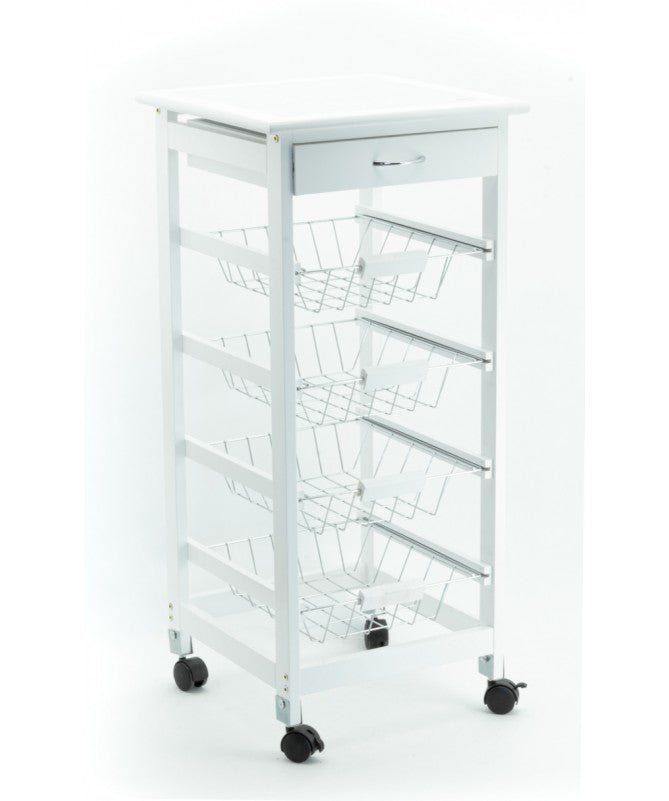 Carrello Cucina Calgary 4 Cesti Mdf Bianco 37X37X80 Cm