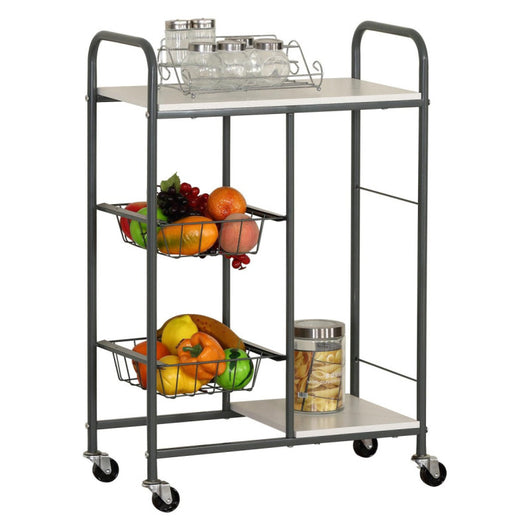 Carrello Cucina Con Ruote Prescott 57x30x85 Bianco/grigio Scuro